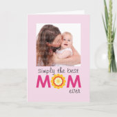 Eenvoudig de beste MOM ooit roze lila moederdag Kaart (Voorkant)