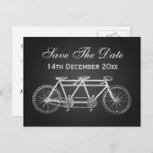 Eenvoudig De datum opslaan Tandem Bike Zwart Aankondigingskaart (Voorkant / Achterkant)