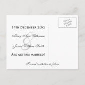 Eenvoudig De datum opslaan Tandem Bike Zwart Aankondigingskaart (Achterkant)