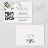 Eenvoudig de Elegant Eucalyptus Wedding QR Code De Informatiekaartje (Voorkant / Achterkant)