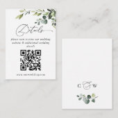 Eenvoudig de Elegant Eucalyptus Wedding QR Code De Informatiekaartje (Voorkant / Achterkant)