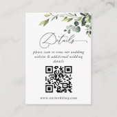 Eenvoudig de Elegant Eucalyptus Wedding QR Code De Informatiekaartje (Voorkant)