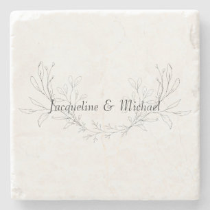 Eenvoudig de Elegant hand-Drawn Foliage Custom Stenen Onderzetter