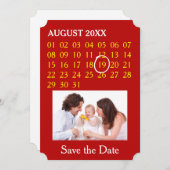 Eenvoudig de Kalender van de Douane + uw foto, bac Save The Date (Voorkant / Achterkant)