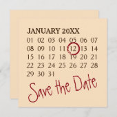 Eenvoudig de Kalender van de Douane + uw foto, bac Save The Date (Voorkant / Achterkant)