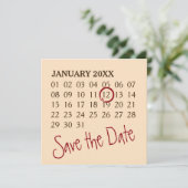 Eenvoudig de Kalender van de Douane + uw foto, bac Save The Date (Staand voorkant)