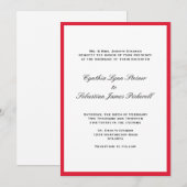 Eenvoudig de kleurengrens rode zwarte trouwuitnodi kaart (Voorkant / Achterkant)