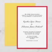 Eenvoudig de kleurengrens rode zwarte trouwuitnodi kaart (Voorkant / Achterkant)