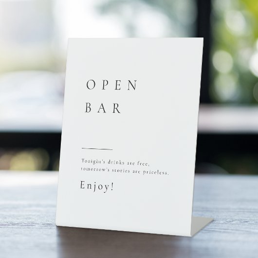 Eenvoudig de legante moderne open bar voor bruilof reclamebord met voetstuk