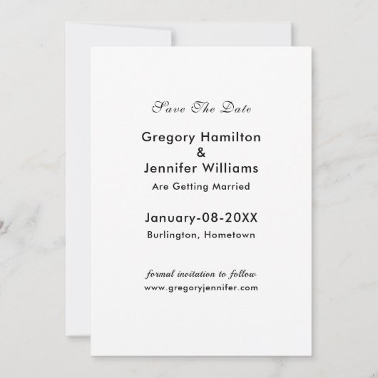 Eenvoudig de Moderne Bindfoto van Elegant Save The Date (Achterkant)