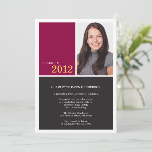 Eenvoudig de moderne rode afstuderen klasse van ui kaart (Staand voorkant)