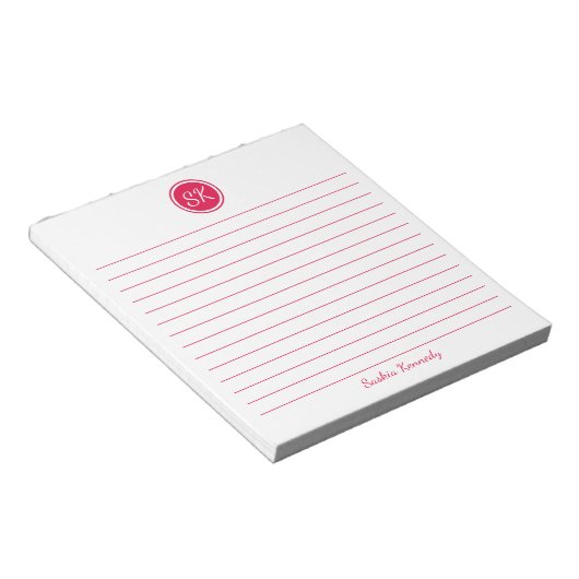 Eenvoudig de naam van het monogram Elegant Cherry Notitieblok (Schuin)