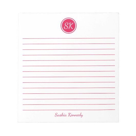 Eenvoudig de naam van het monogram Elegant Cherry  Notitieblok (Voorkant)