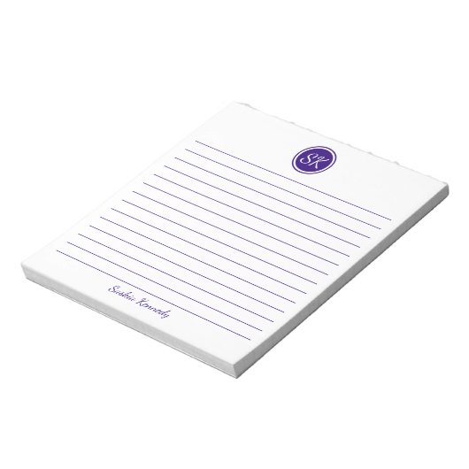 Eenvoudig de naam van het Paarse monogram van de l Notitieblok (Linkerzijde)