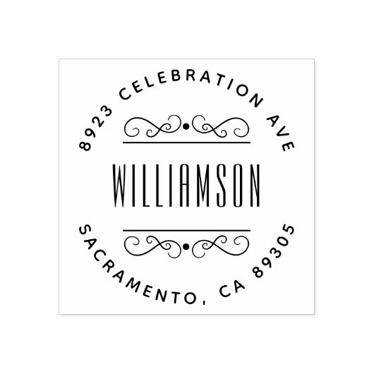 Eenvoudig Deco Familienaam Ronde Return-adres Rubberstempel (Afrduk)