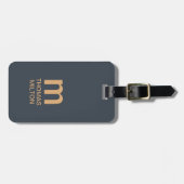 Eenvoudig Deep Blue Brown Bold Monogram Bagagelabel (Voorkant horizontaal)