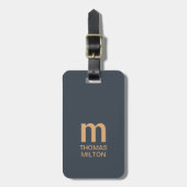 Eenvoudig Deep Blue Brown Bold Monogram Bagagelabel (Voorkant verticaal)