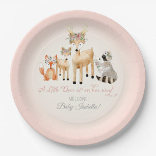 Eenvoudig Deer Antler Woodland Animals Baby Girl Papieren Bordje