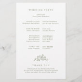 Eenvoudig Delicaat Bloemig Saliegroen Huwelijkspro (Achterkant)