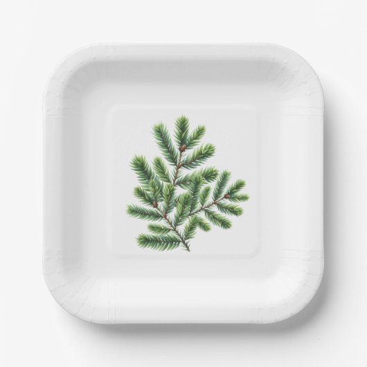 Eenvoudig dennen groen papieren bordje (Voorkant)
