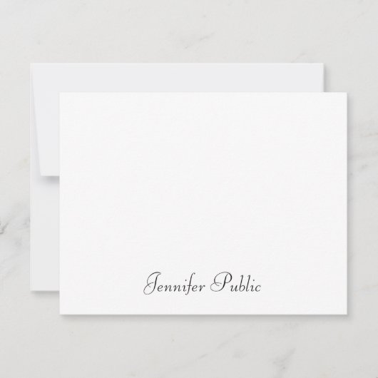 Eenvoudig Design Elegant Hand Script Name Text Fla Notitiekaartje (Voorkant)