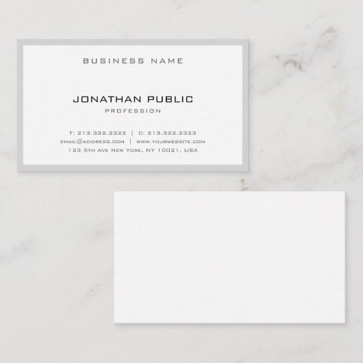 Eenvoudig design, grijs, minimalistisch visitekaartje (Voorkant / Achterkant)