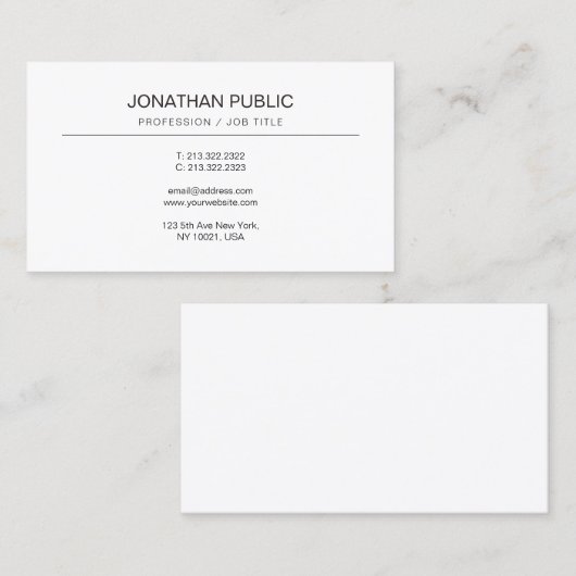 Eenvoudig design, modern, elegant visitekaartje (Voorkant / Achterkant)