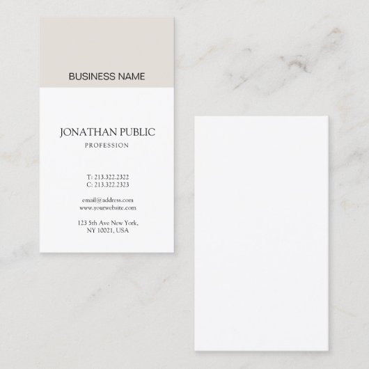 Eenvoudig design, professioneel beige laptop visitekaartje (Voorkant / Achterkant)