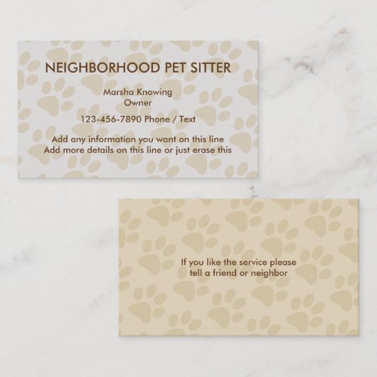 Eenvoudig design voor gezelschapszetters visitekaartje (Voorkant / Achterkant)