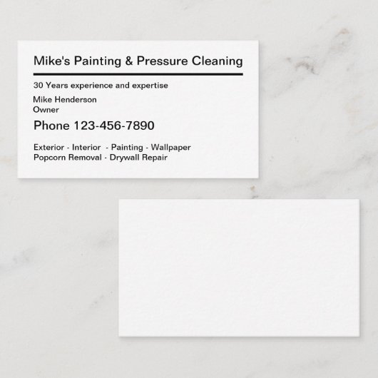 Eenvoudig design voor verf visitekaartje (Voorkant / Achterkant)