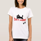 Eenvoudig design vrouw zwarte kattenliefje moeder t-shirt (Voorkant)