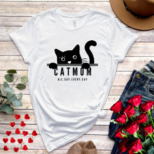 Eenvoudig design vrouw zwarte kattenliefje moeder t-shirt