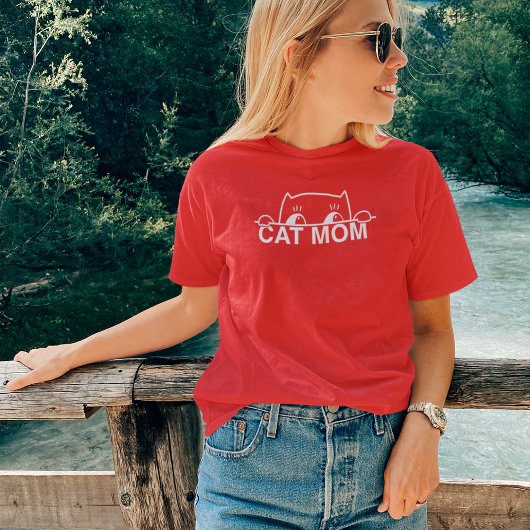 Eenvoudig design vrouw zwarte kattenliefje moeder t-shirt