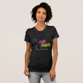 Eenvoudig design vrouw zwarte kattenliefje moeder t-shirt (Voorkant volledig)