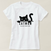Eenvoudig design vrouw zwarte kattenliefje moeder t-shirt (Design voorkant)