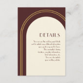 Eenvoudig detail van de bruidarch Weddenschap Informatiekaartje (Voorkant)