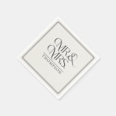 Eenvoudig dhr. & Mrs. Cream Wedding Paper Servet (Hoek)