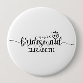 Eenvoudig Diamond Elegant Script Meisjesweekend Ronde Button 4,0 Cm (Voorkant)