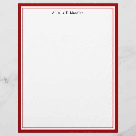 Eenvoudig Diep Rood Witte Persoonlijke Letterkop (Voorkant)