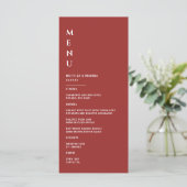 Eenvoudig Dieprood Huwelijk Menu (Staand voorkant)