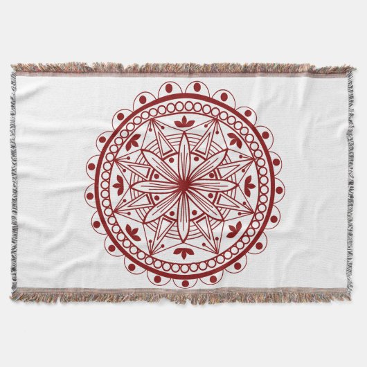 Eenvoudig dieprood Mandala Deken (Voorkant)