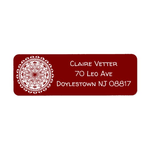 Eenvoudig dieprood Mandala Etiket (Voorkant)
