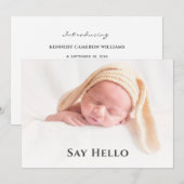 Eenvoudig dier Hallo Baby Aangepaste foto Pasgebor Aankondiging (Voorkant / Achterkant)