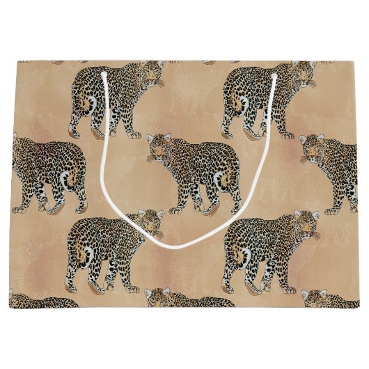 Eenvoudig dierlijk patroonpatroon in Golden Leopar Groot Cadeauzakje (Voorkant)