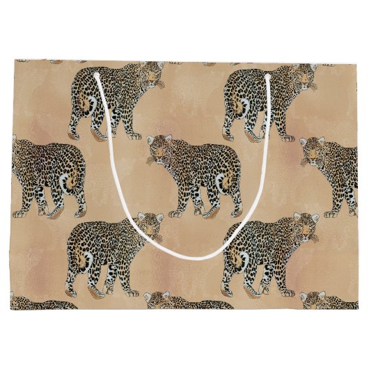 Eenvoudig dierlijk patroonpatroon in Golden Leopar Groot Cadeauzakje (Achterkant)