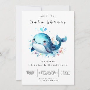 Eenvoudig digitaal Baby shower voor walvissen Kaart