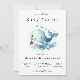 Eenvoudig digitaal Baby shower voor walvissen Kaart