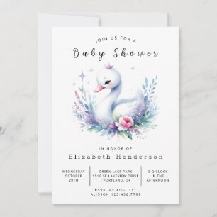 Eenvoudig digitaal zwaan Baby shower Kaart