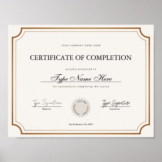 Eenvoudig  diploma, diploma poster (Voorkant)