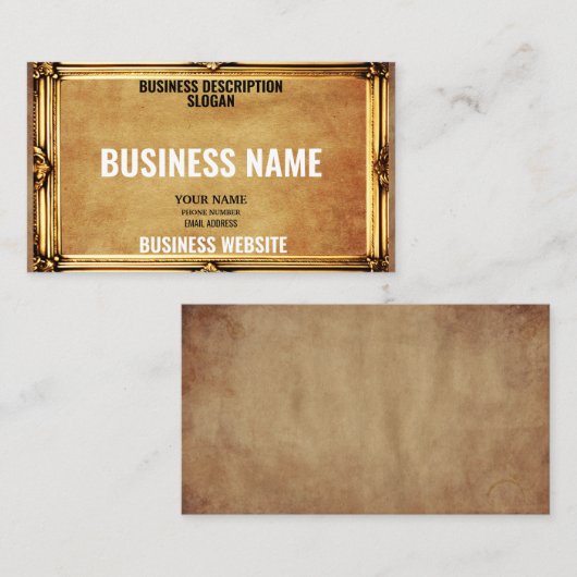 Eenvoudig DIY Custom  Rustiek Goud Lijst Ontwerp Visitekaartje (Voorkant / Achterkant)